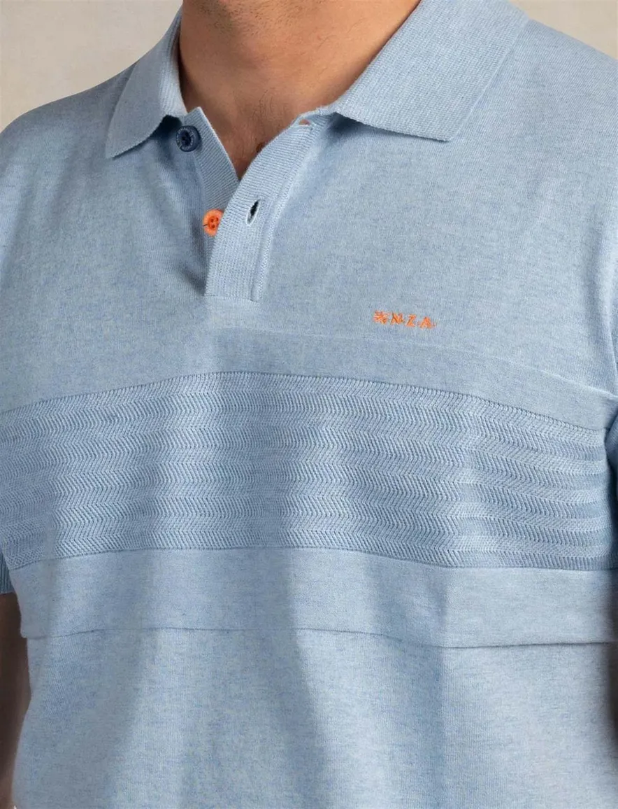 Nza poloshirt melange lichtblauw korte mouw