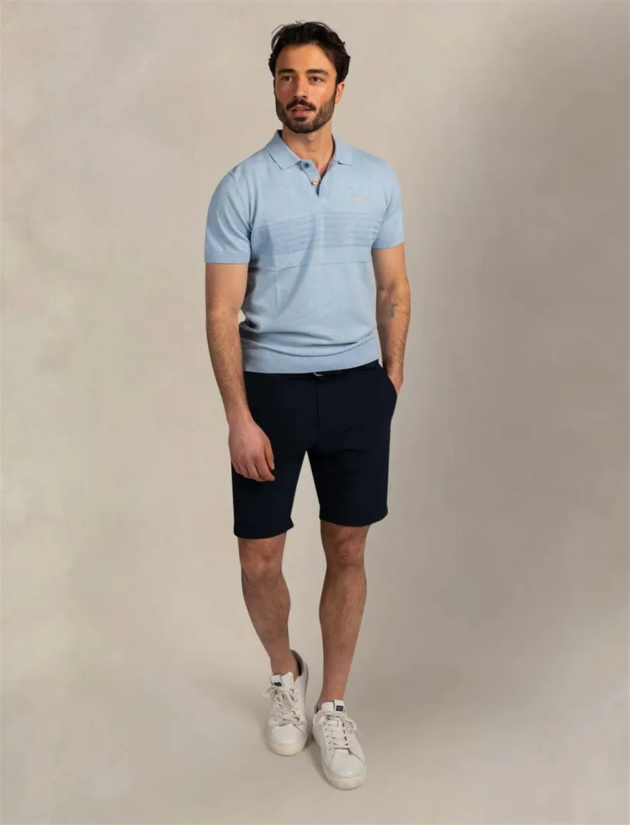 Nza poloshirt melange lichtblauw korte mouw