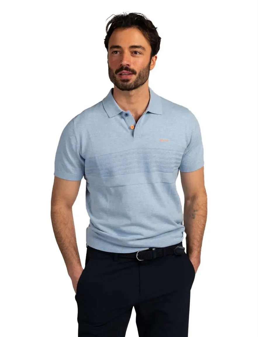 Nza poloshirt melange lichtblauw korte mouw