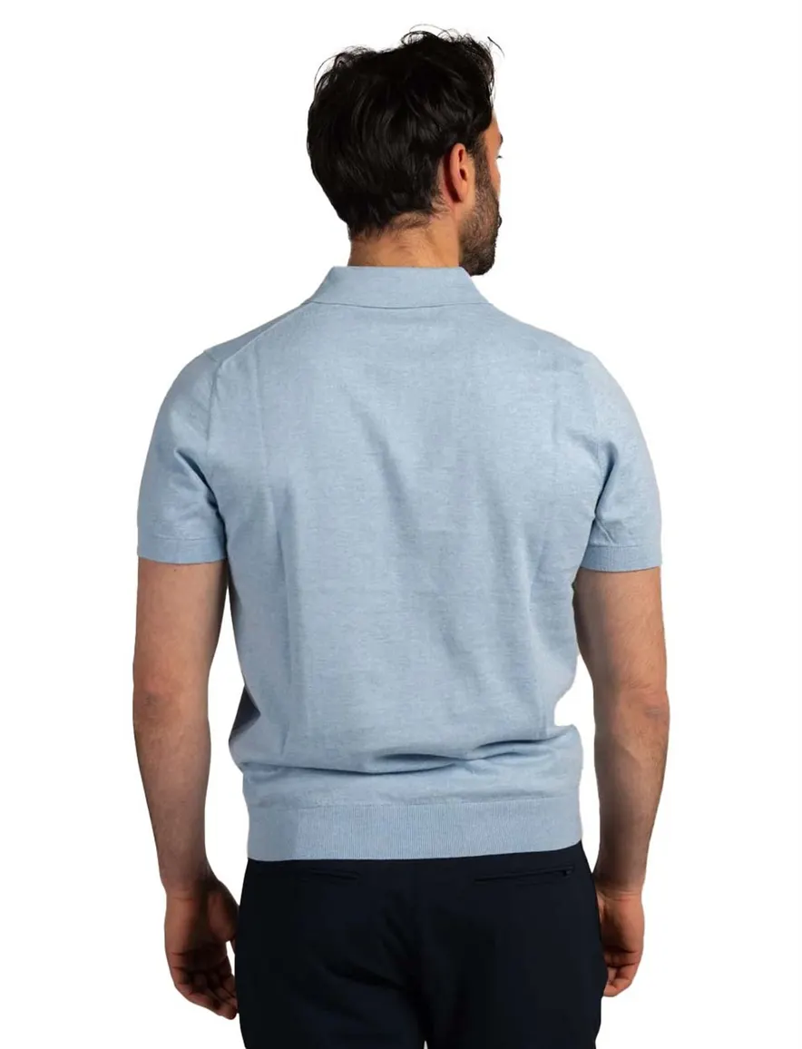 Nza poloshirt melange lichtblauw korte mouw