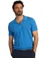 Blauw v-hals poloshirt New Zealand boord wit randje