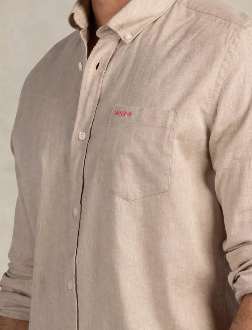 New Zealand casual overhemd button-down boord beige