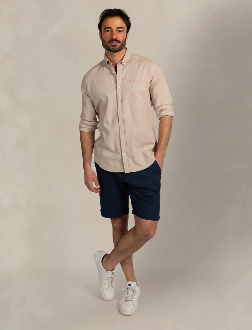 New Zealand casual overhemd button-down boord beige