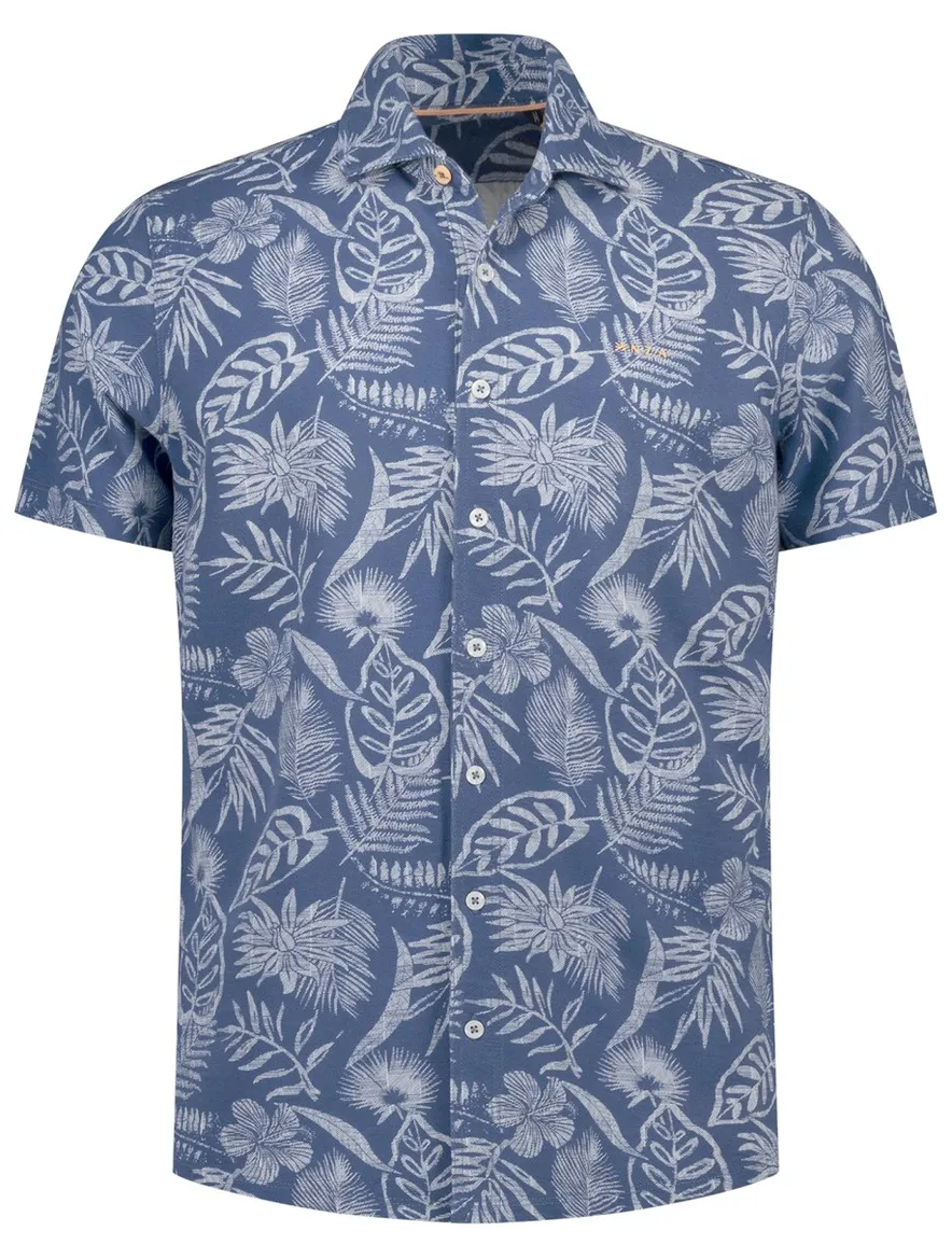 New Zealand casual overhemd blauw geprint