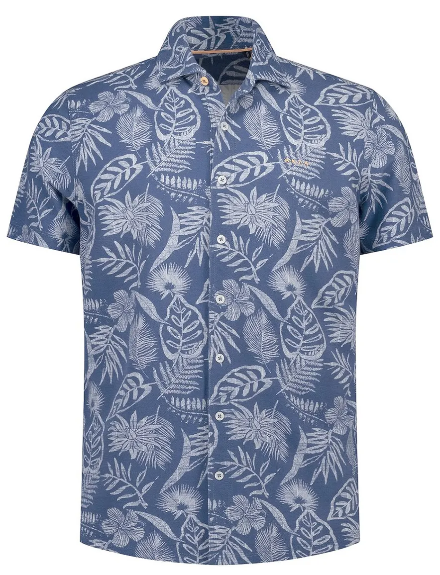 NZA overhemd blauw witte bloemen print