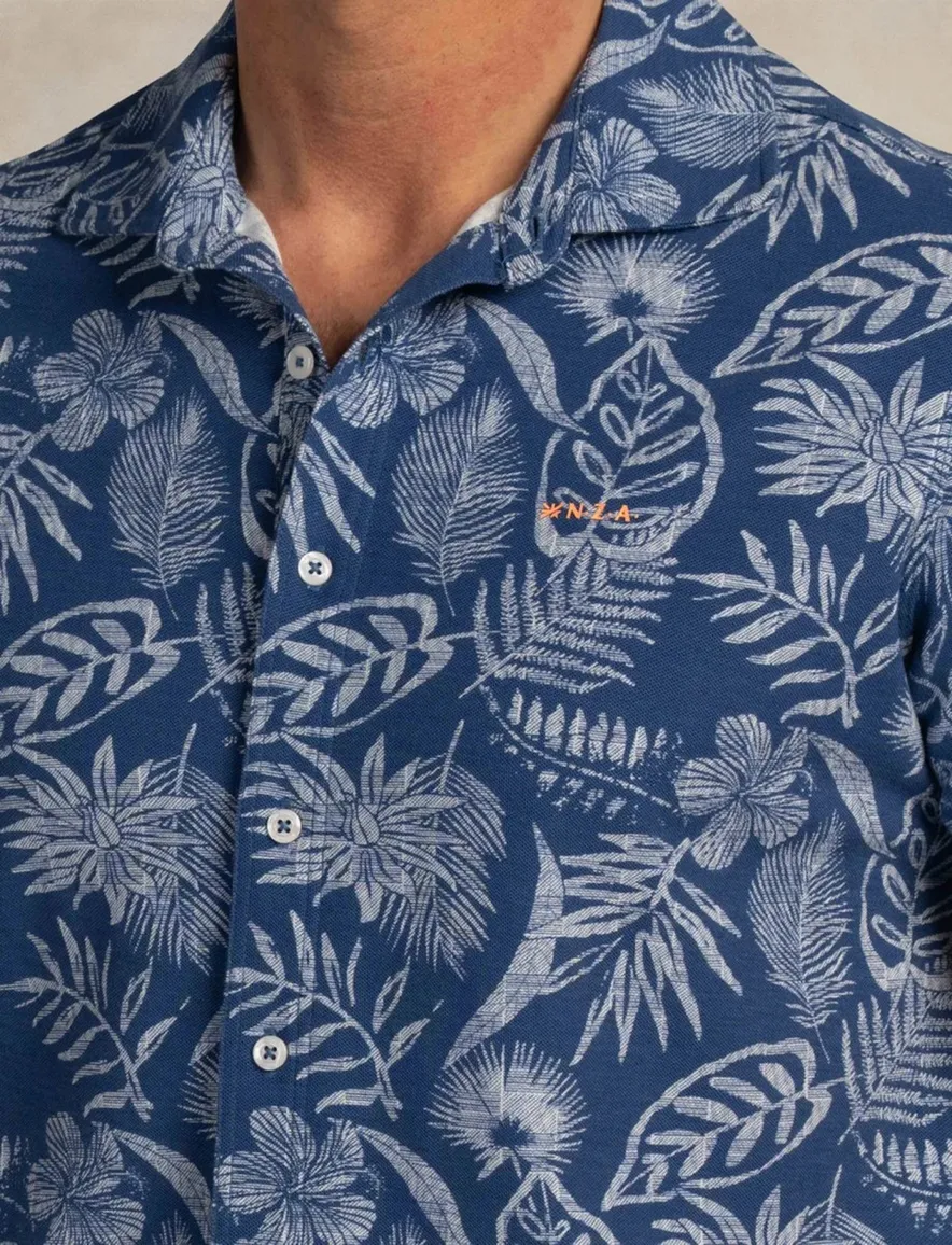 New Zealand casual overhemd blauw geprint