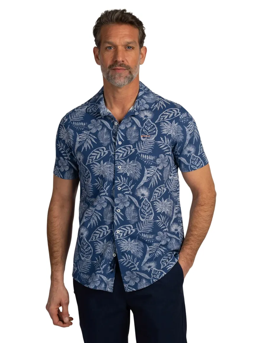 New Zealand casual overhemd blauw geprint