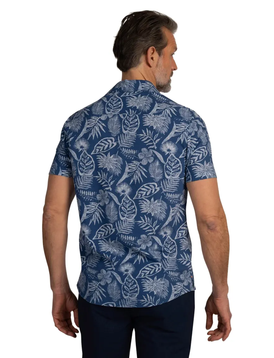 New Zealand casual overhemd blauw geprint