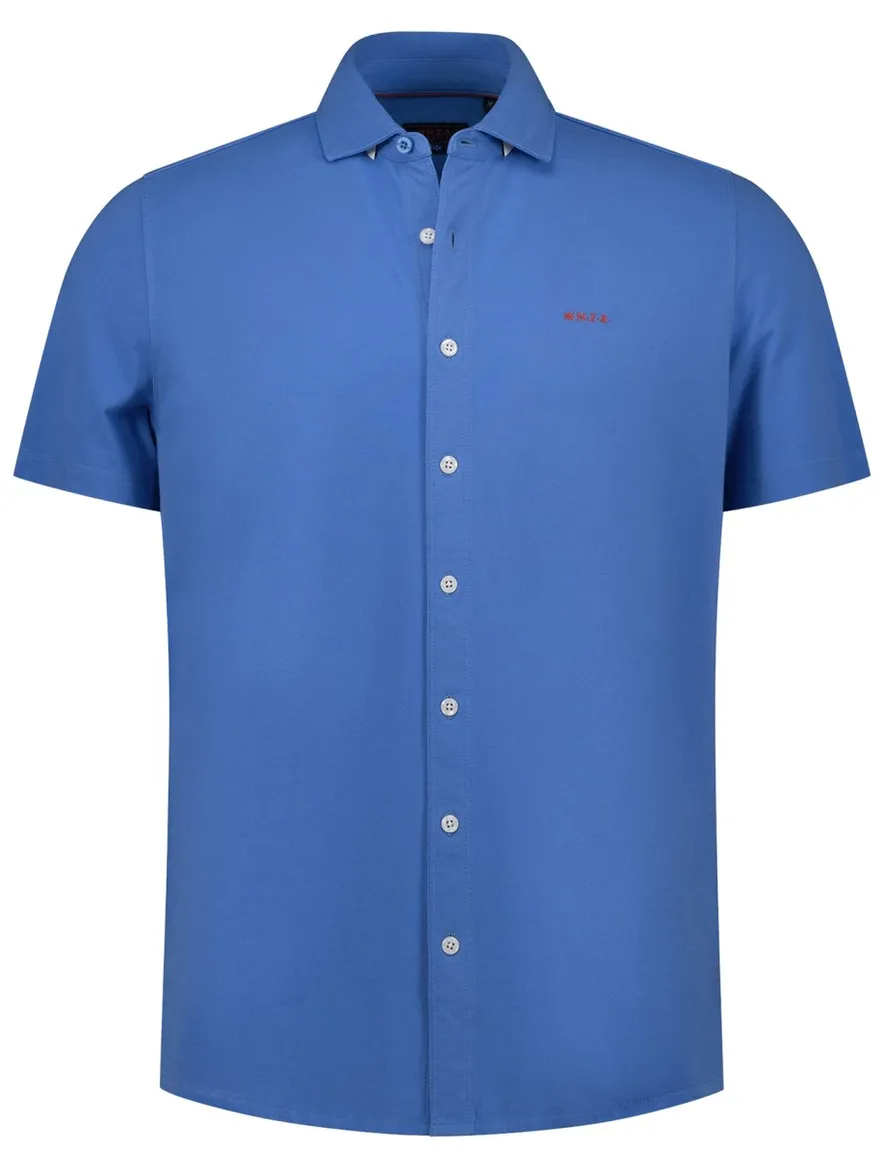 NZA overhemd blauw korte mouw regular fit