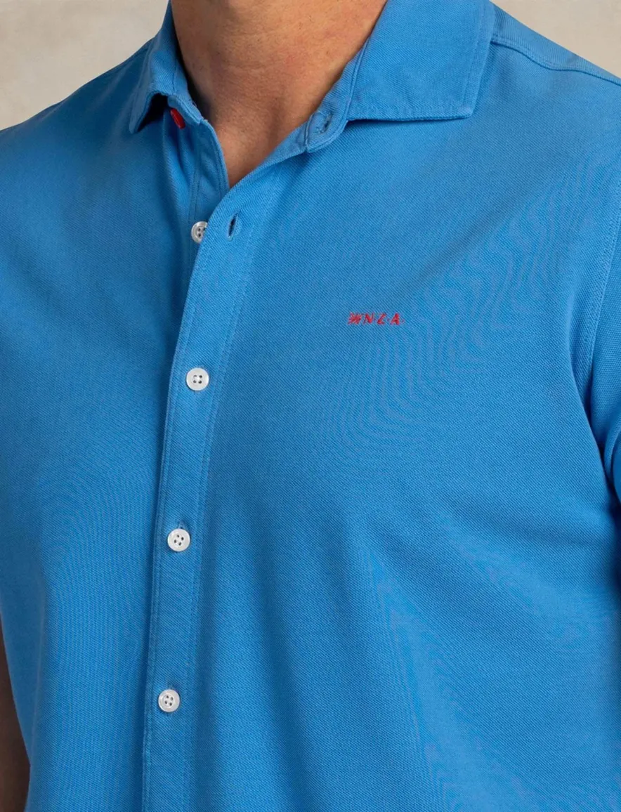 NZA overhemd blauw korte mouw regular fit