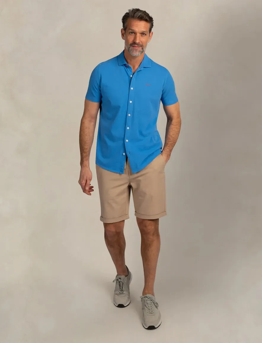 NZA overhemd blauw korte mouw regular fit