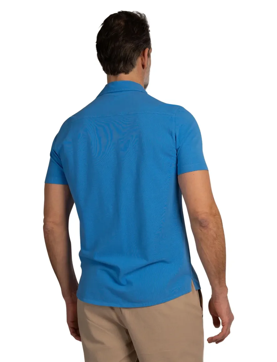 NZA overhemd blauw korte mouw regular fit