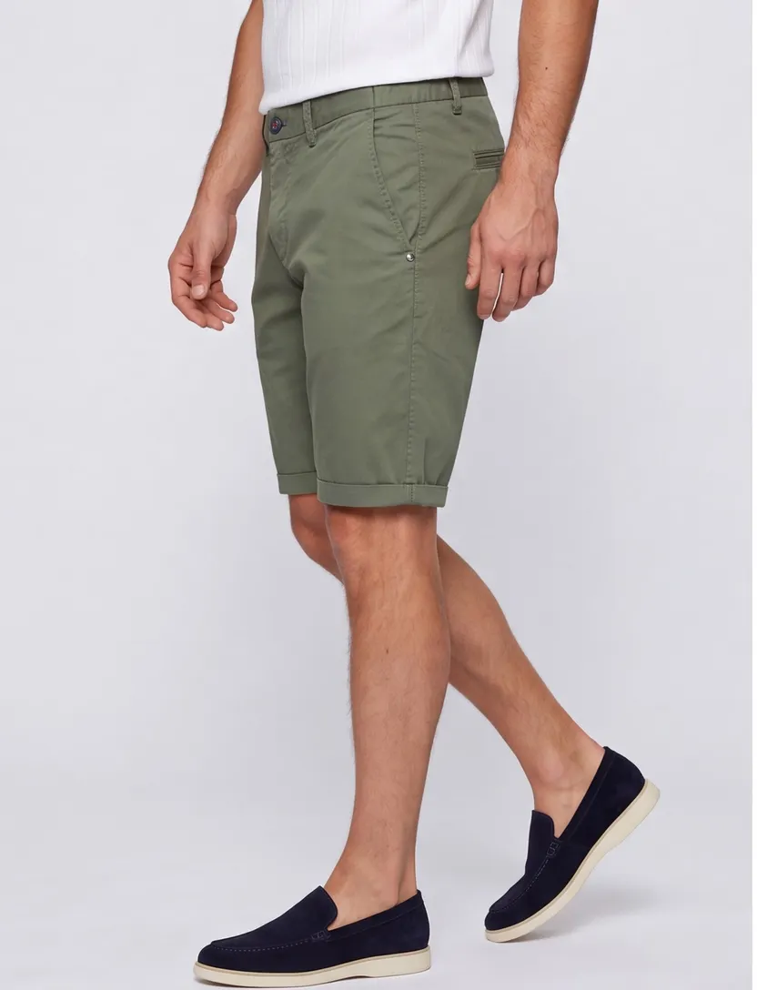 Donkergroene korte broek New Zealand katoen met omslag