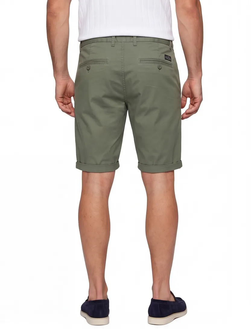 Donkergroene korte broek New Zealand katoen met omslag