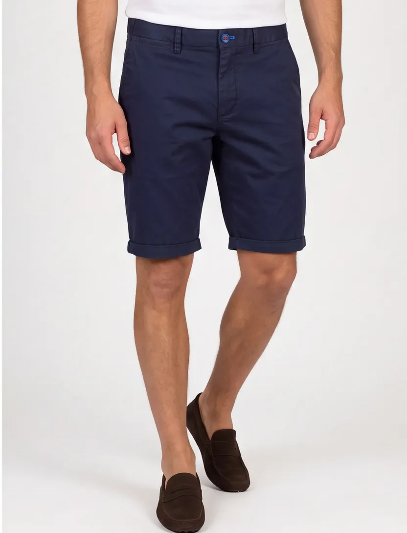 Donkerblauwe korte broek New Zealand katoen met omslag