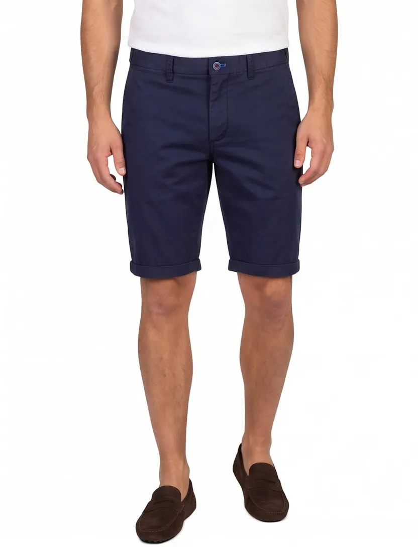 Donkerblauwe korte broek New Zealand katoen met omslag