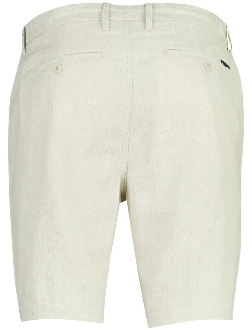 Crèmekleur linnen korte broek New Zealand effen met omslag