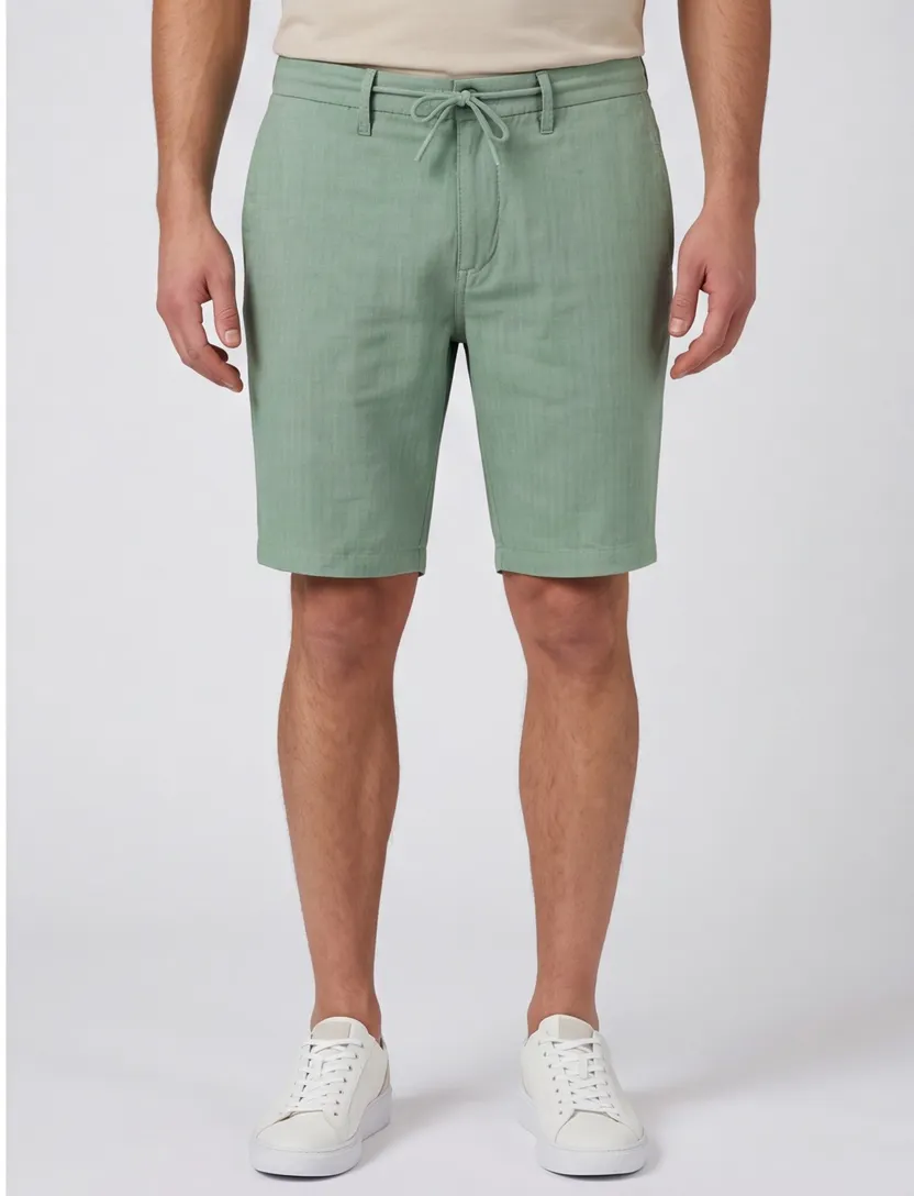 Linnen korte broek groen New Zealand effen omslag