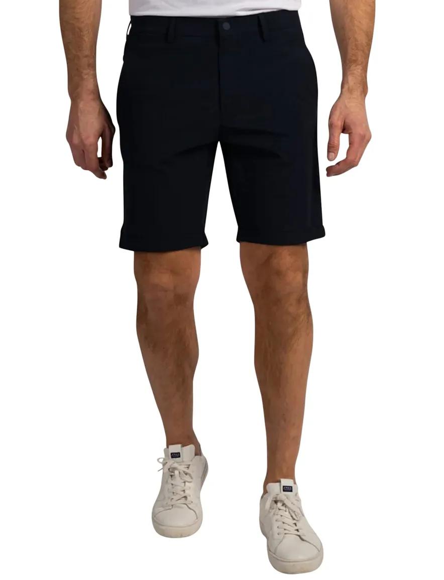 Donkerblauw polyamide bermuda New Zealand met omslag