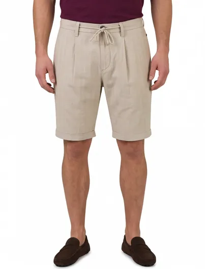 New Zealand Linnen korte broek beige New Zealand effen omslag