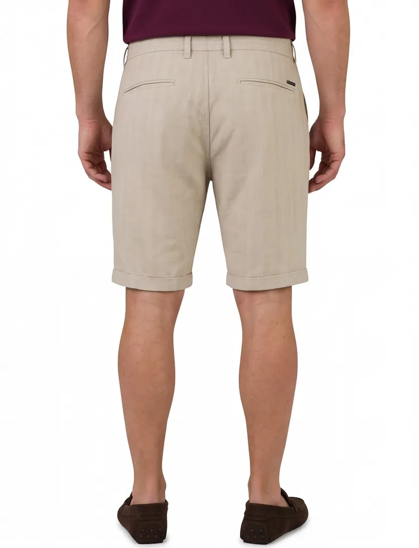Linnen korte broek beige New Zealand effen omslag