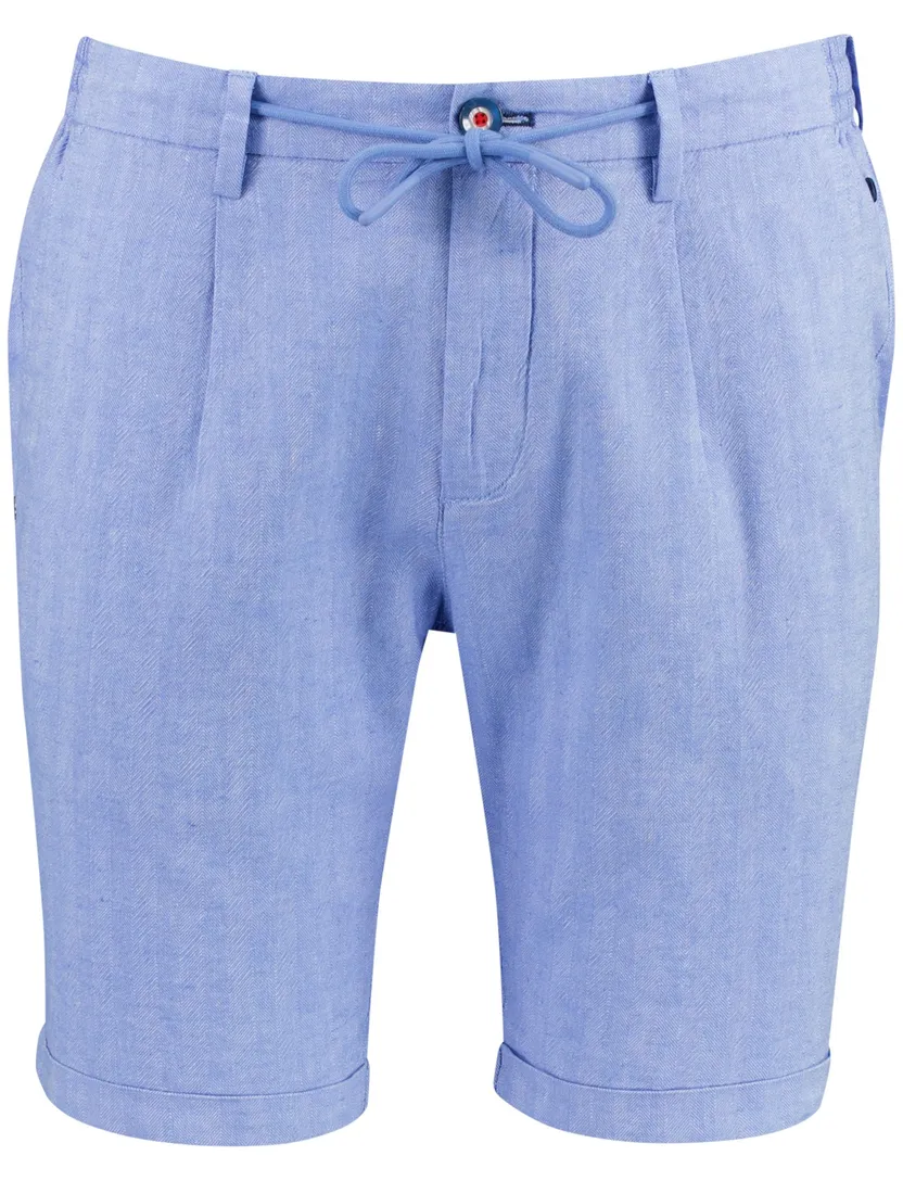 Linnen korte broek blauw New Zealand effen omslag
