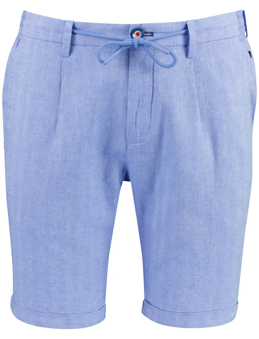 New Zealand bermude blauw linnen effen met omslag