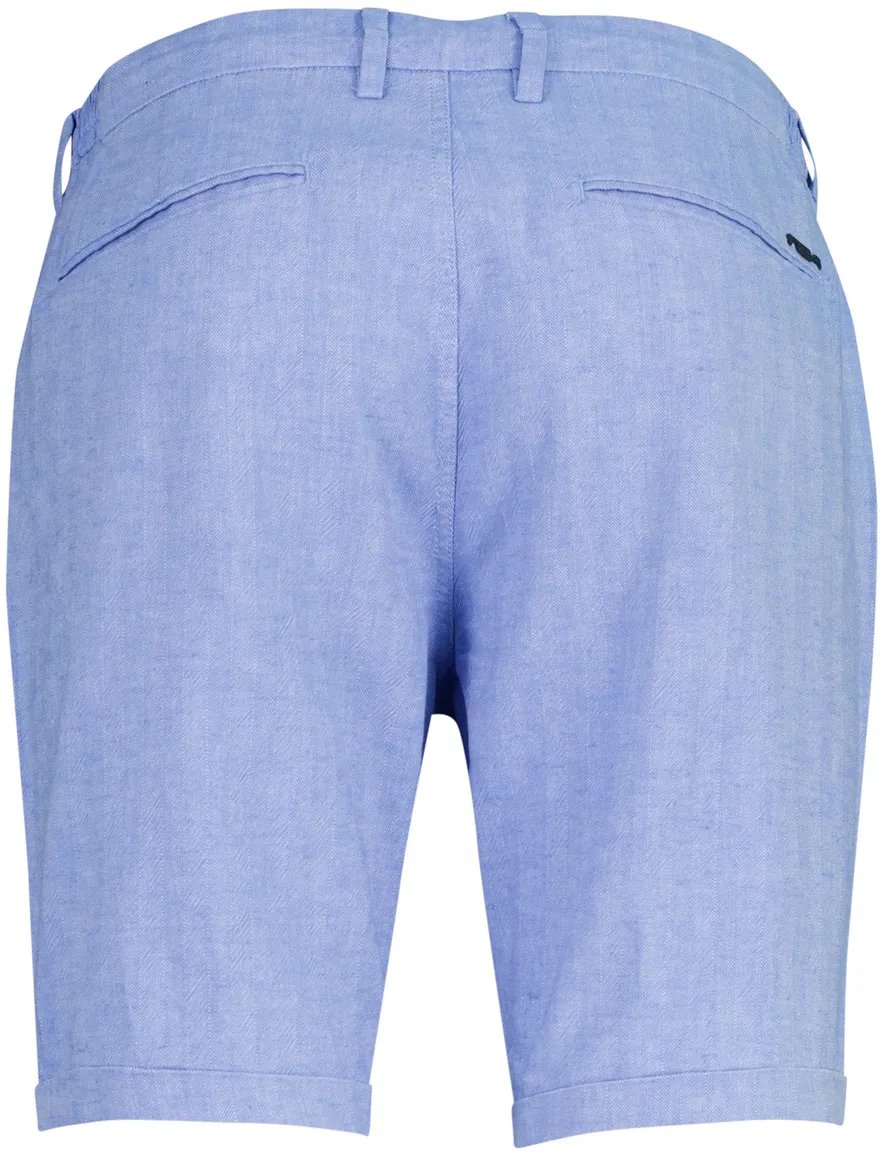 New Zealand bermude blauw linnen effen met omslag