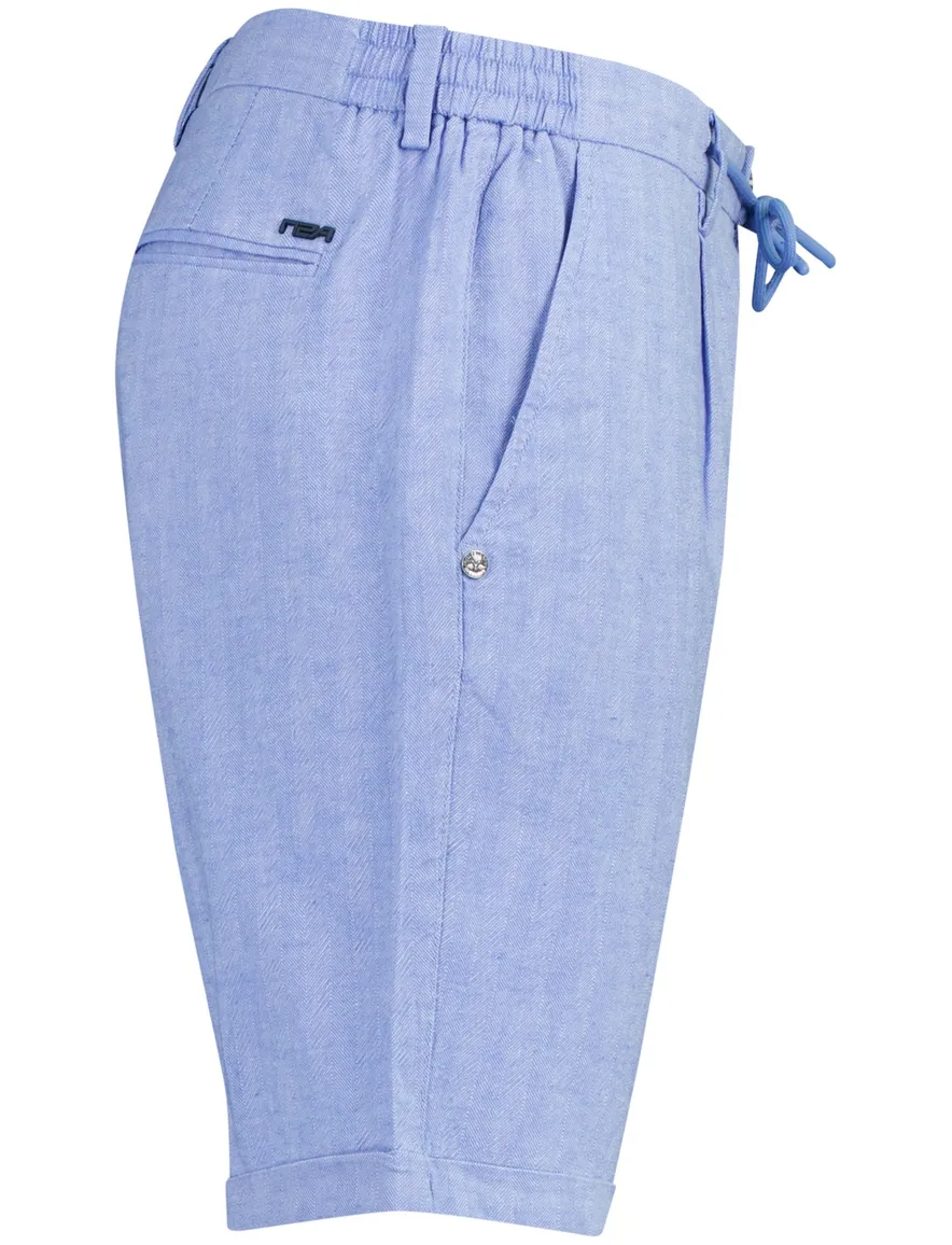 New Zealand bermude blauw linnen effen met omslag