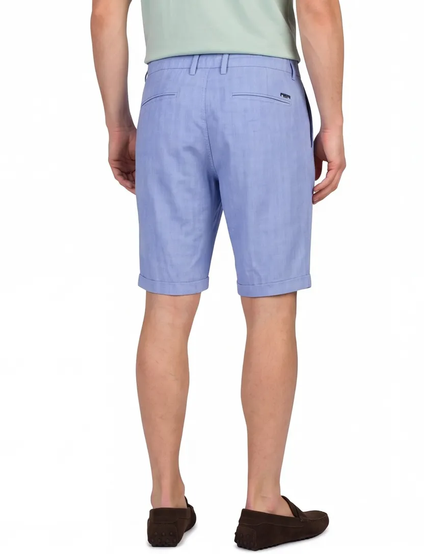 Linnen korte broek blauw New Zealand effen omslag