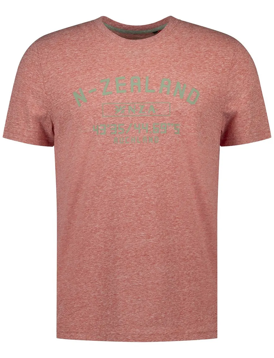 NZA T-shirt rood gemeleerd groene letters