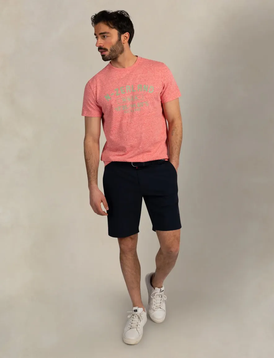 NZA T-shirt rood gemeleerd groene letters