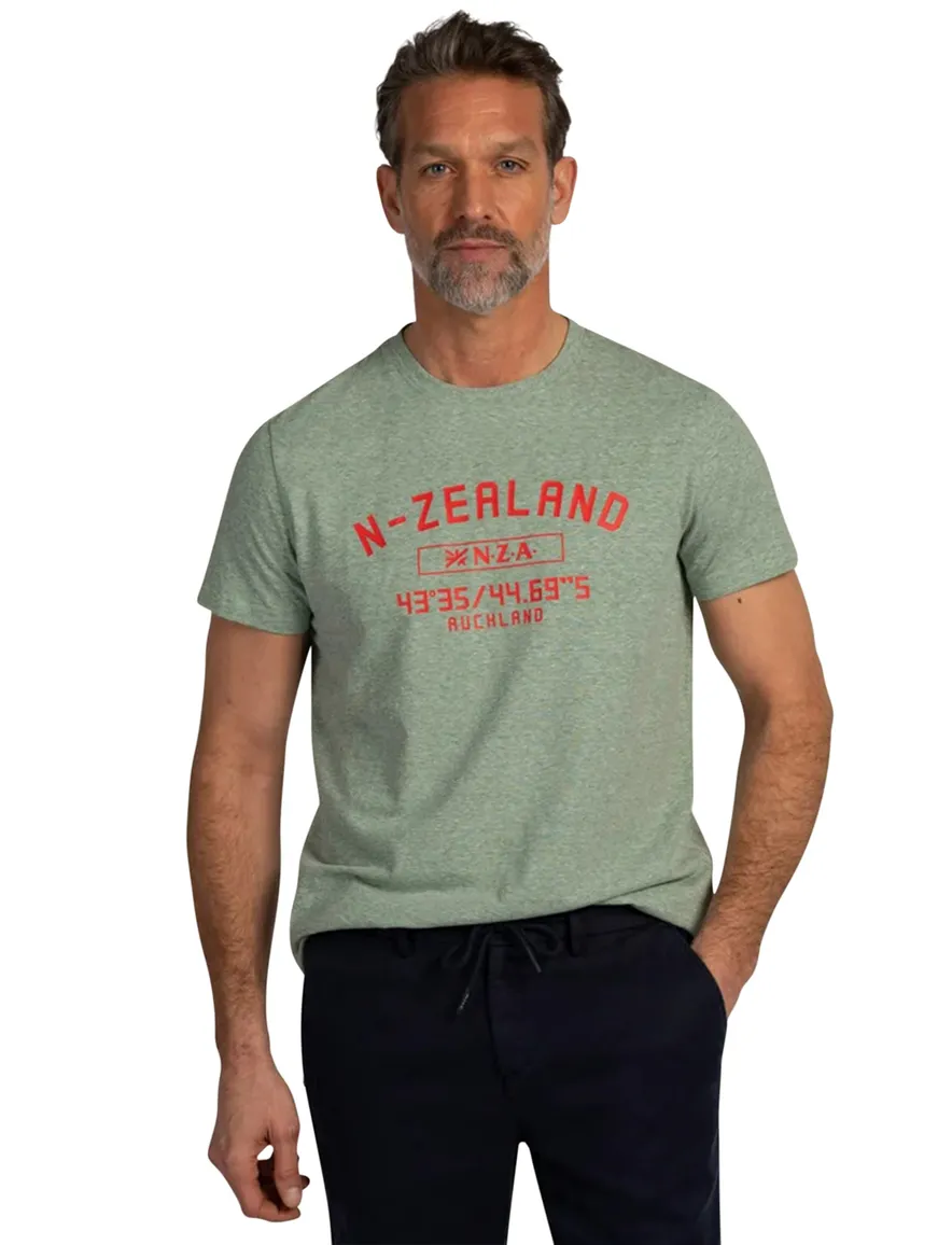 Groen T-shirt New Zealand ronde hals met rood logo