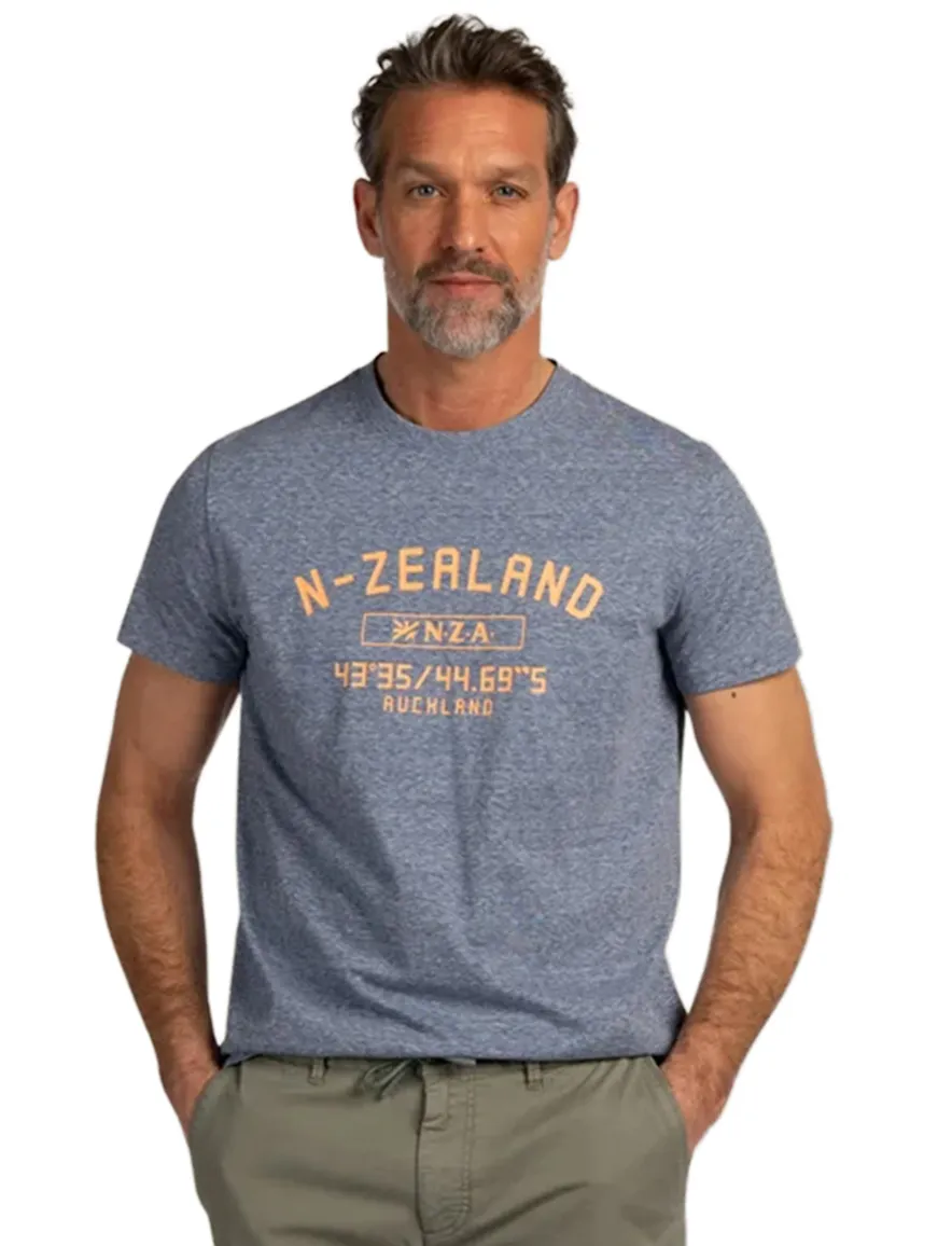 T-shirt New Zealand blauw gemêleerd