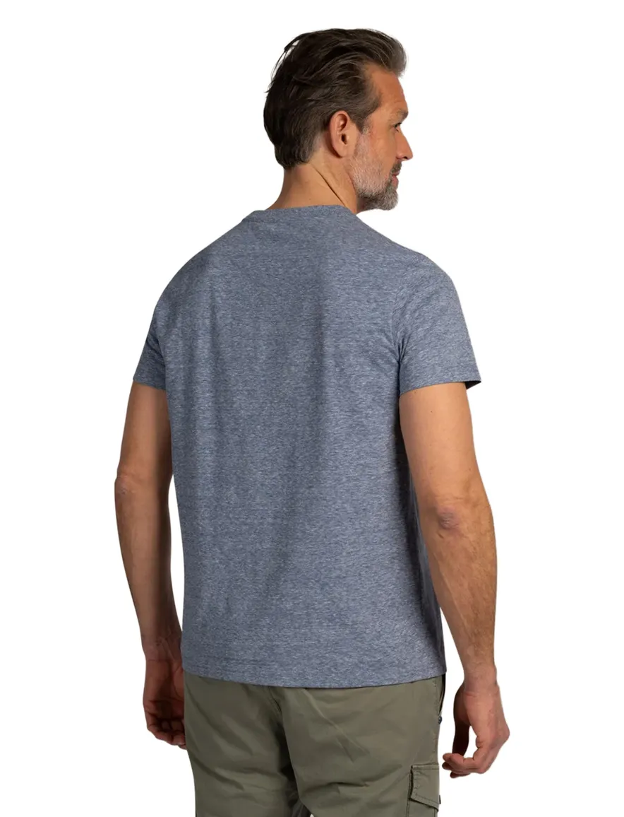 NZA T-shirt donkerblauw gemeleerd oranje letters