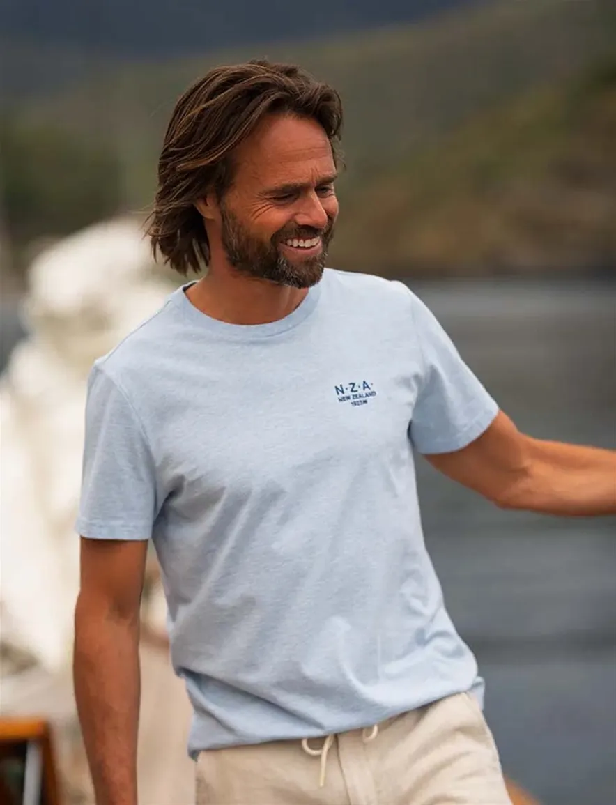 Nza t-shirt ronde hals melange blauw