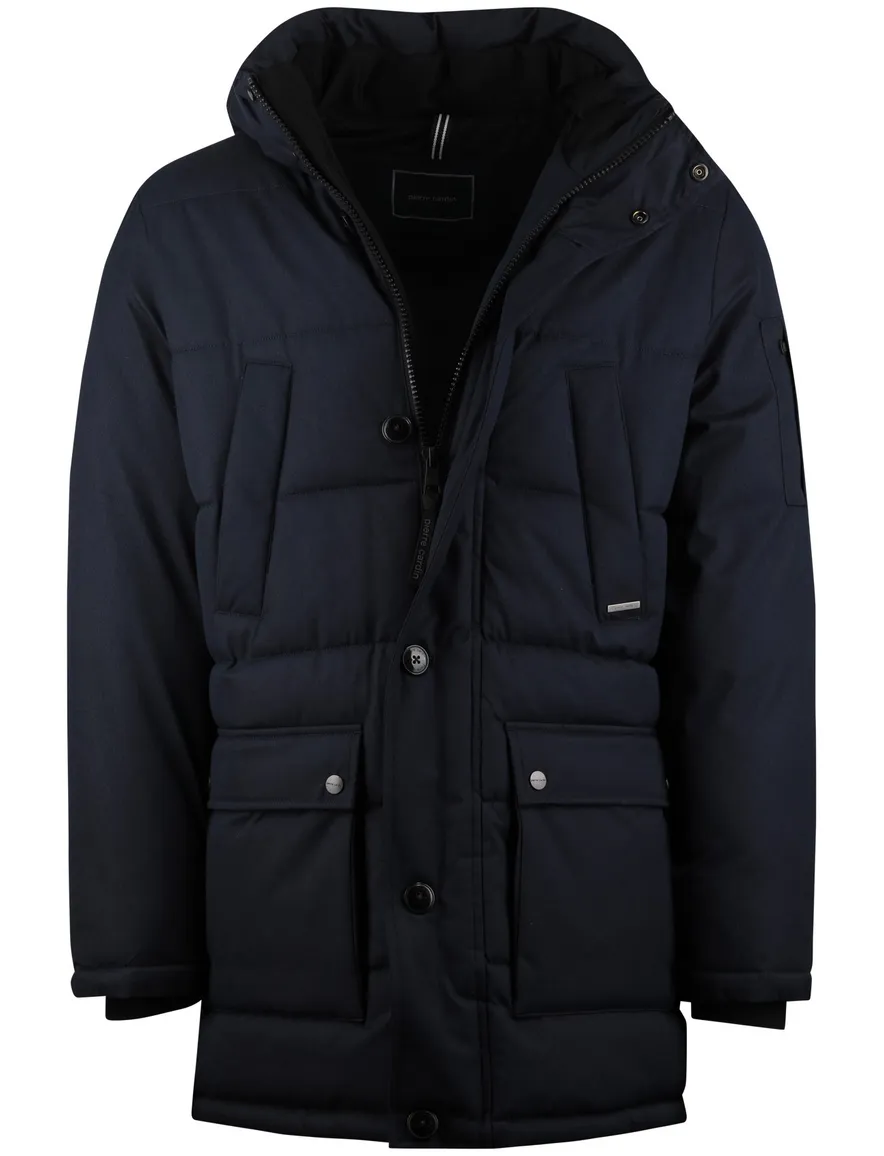 Donkerblauwe winterjas Pierre Cardin normale fit gewatteerd