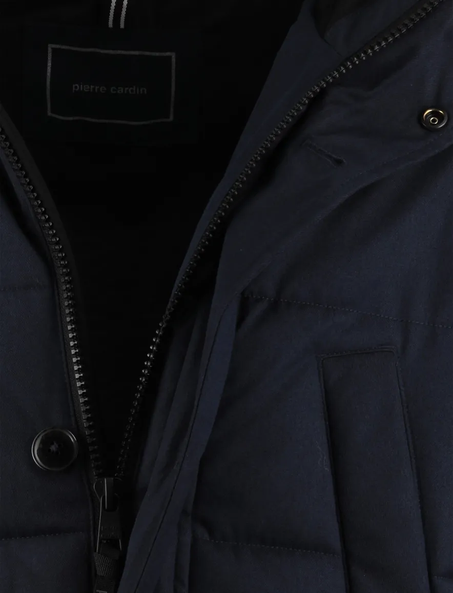 Donkerblauwe winterjas Pierre Cardin normale fit gewatteerd