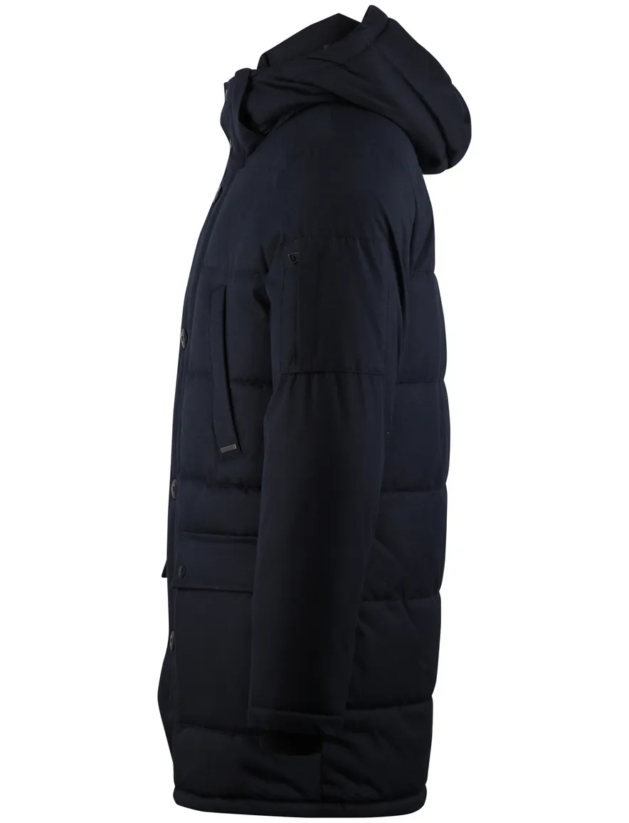 Donkerblauwe winterjas Pierre Cardin normale fit gewatteerd