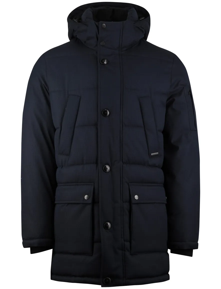 Donkerblauwe winterjas Pierre Cardin normale fit gewatteerd