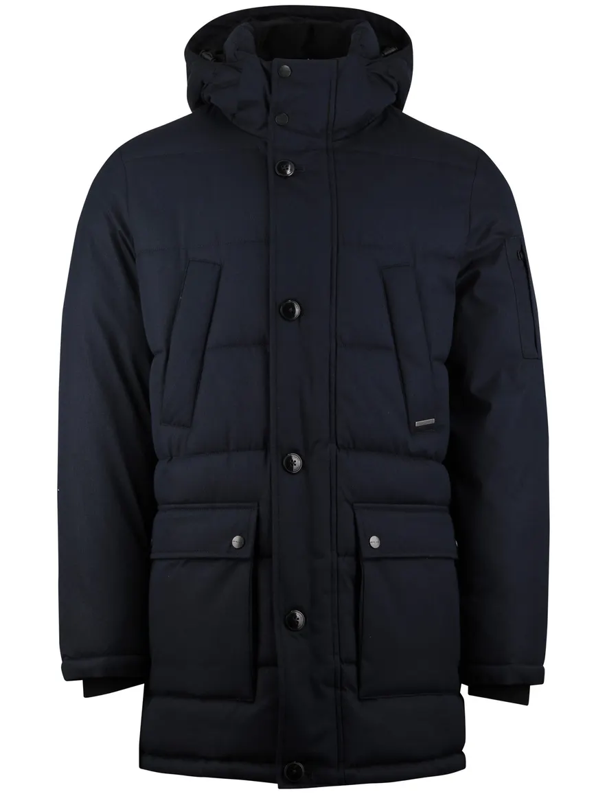 Donkerblauwe winterjas Pierre Cardin normale fit gewatteerd