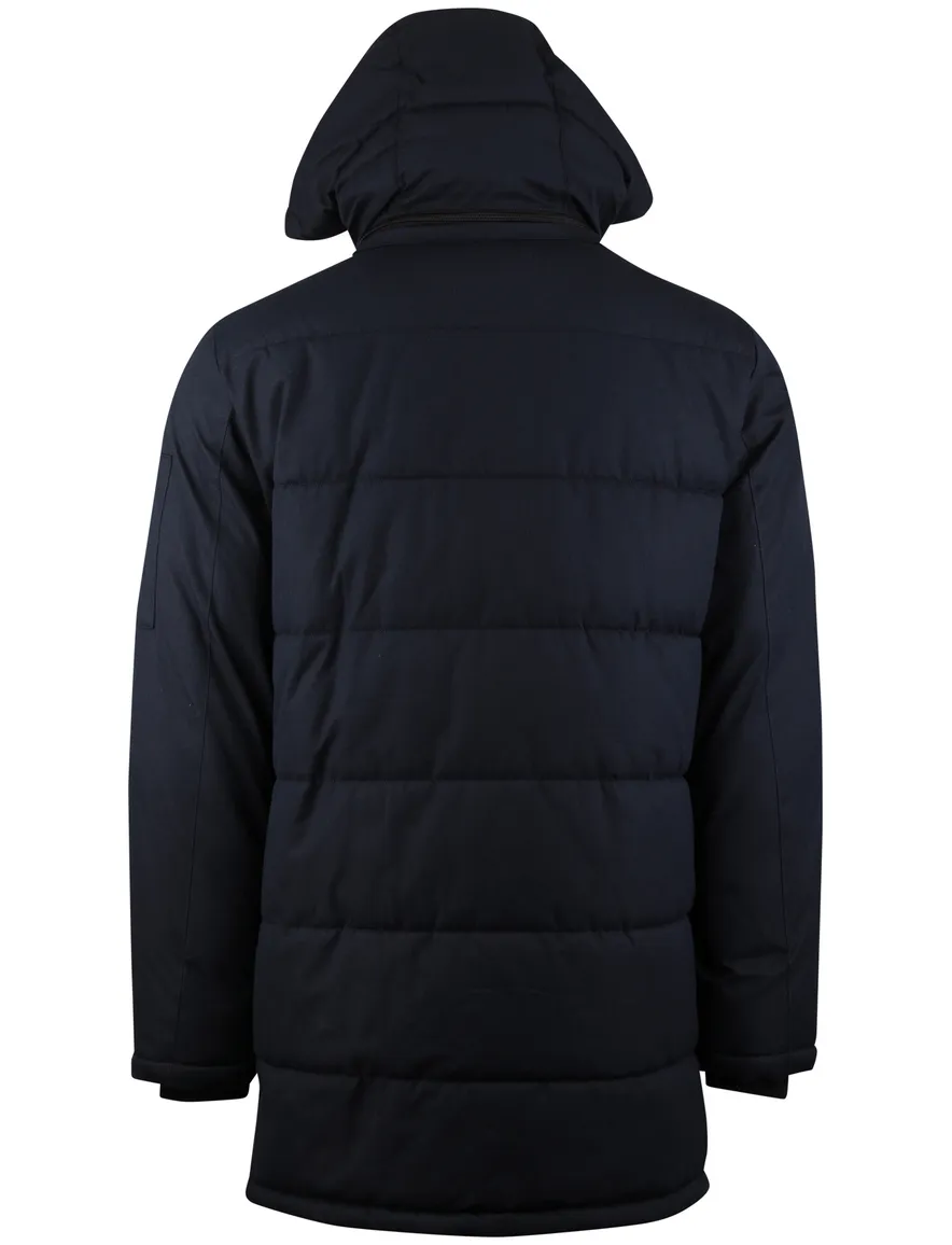 Donkerblauwe winterjas Pierre Cardin normale fit gewatteerd