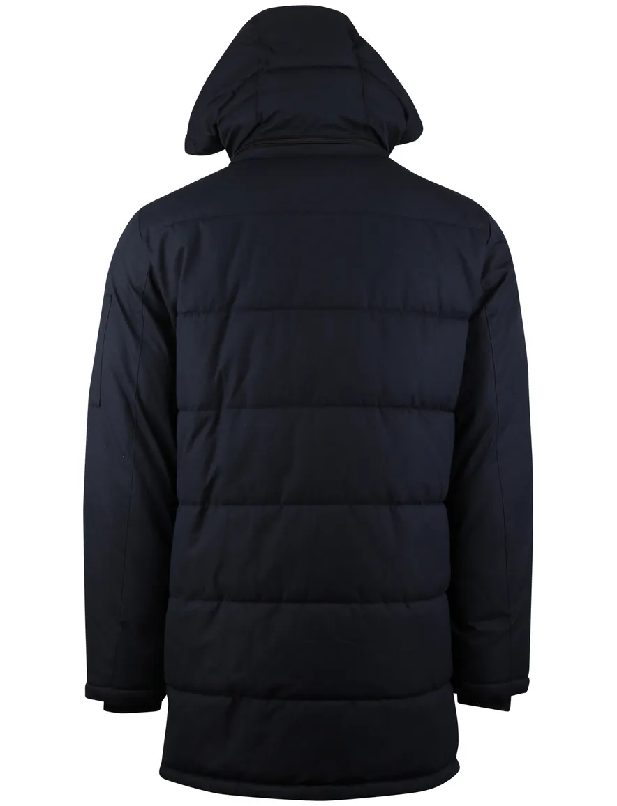 Donkerblauwe winterjas Pierre Cardin normale fit gewatteerd