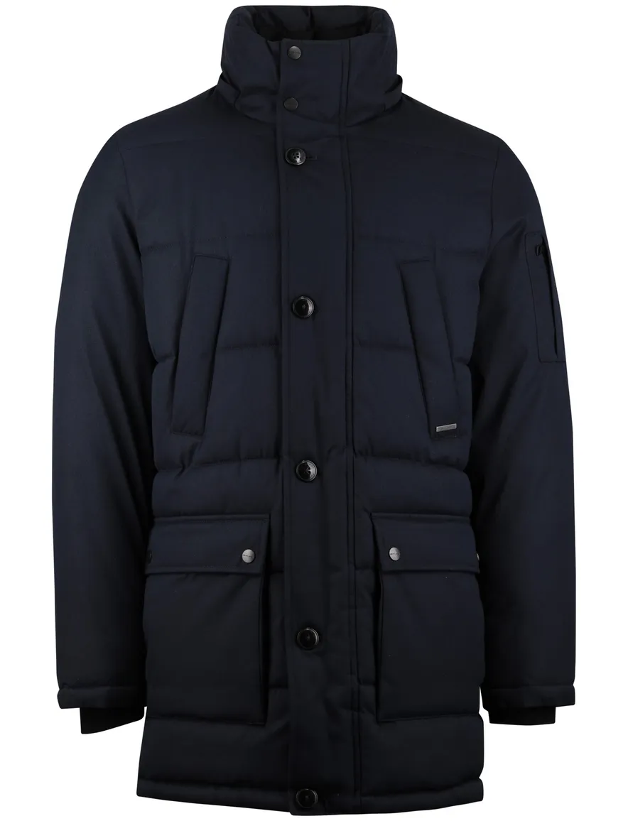 Donkerblauwe winterjas Pierre Cardin normale fit gewatteerd