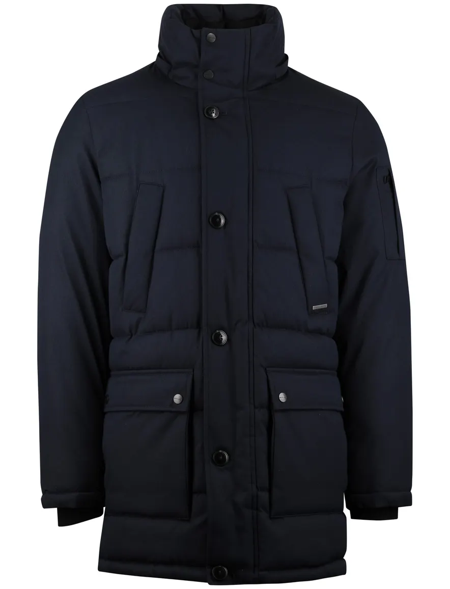 Donkerblauwe winterjas Pierre Cardin normale fit gewatteerd