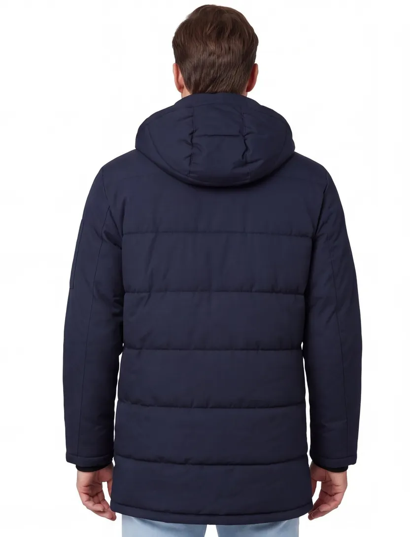 Winterjas Pierre Cardin donkerblauw normale fit met capuchon