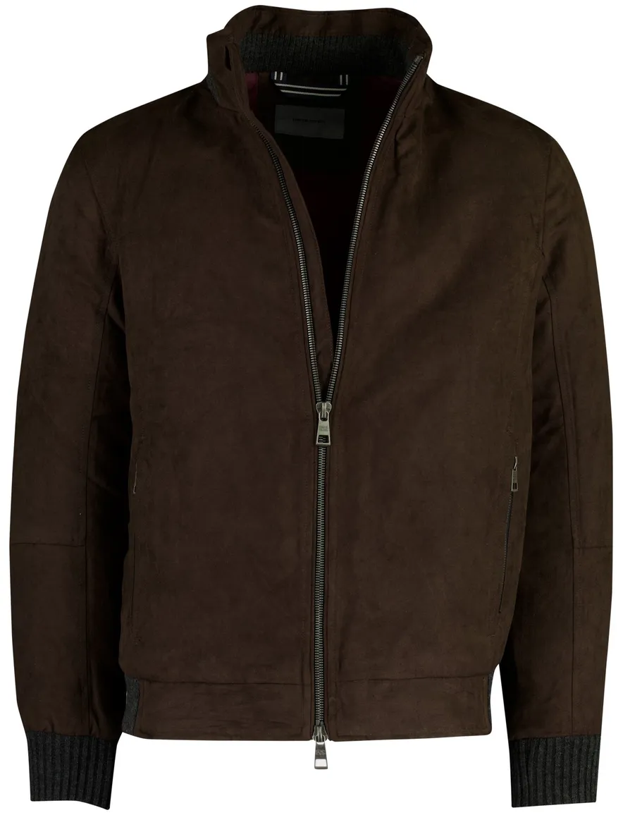 Pierre Cardin Tussenjas bruin suede look gevoerd