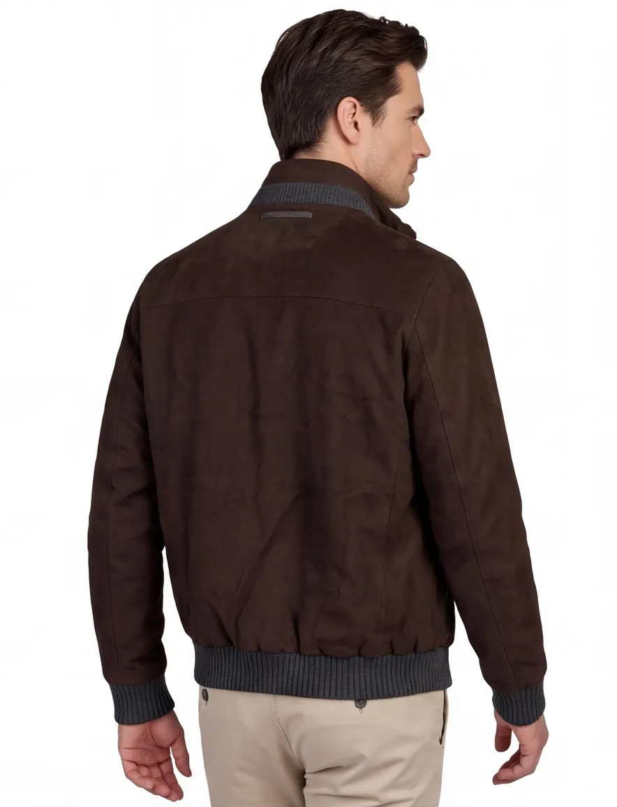 Pierre Cardin Tussenjas bruin suede look gevoerd
