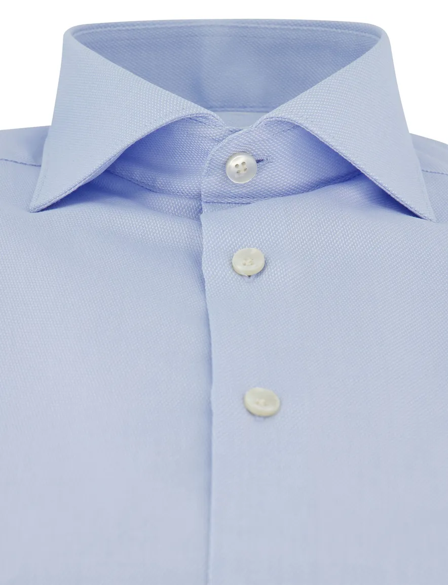 Lichtblauw overhemd John Miller Tailored Fit effen strijkvrij