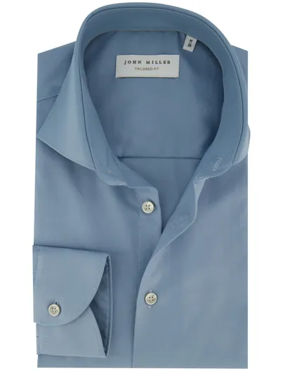 John Miller Normale fit John miller overhemd strijkvrij blauw